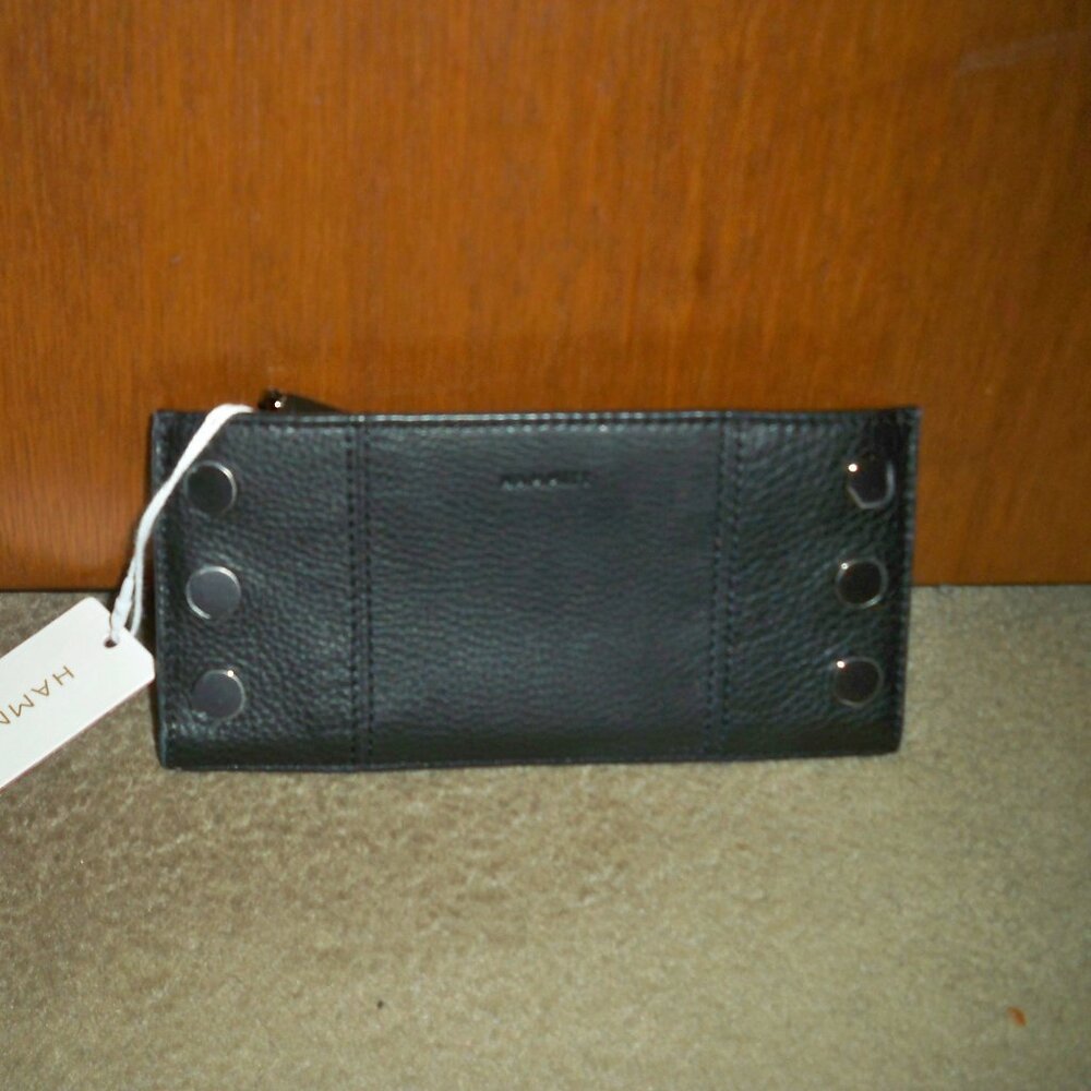 Hammitt 110 North Black Leather Wallet with Gunmetal Hardware, NWT $225!!